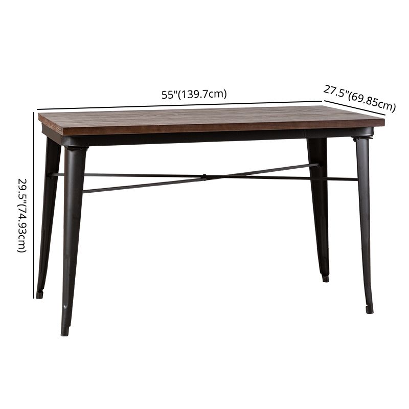 Industrial Dining Table Set with Rectangle Top and Black Base Kitchen Furniture