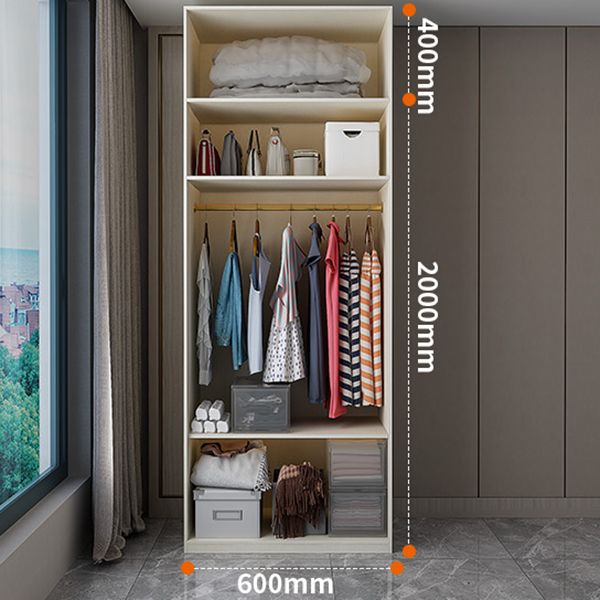 White Wooden Wardrobe Cloth Rod Included Wardrobe Closet for Home