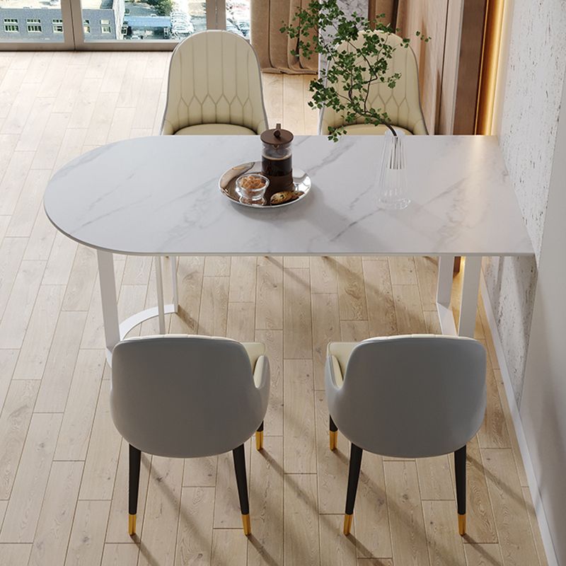 Contemporary Style Dining Table Stone Dining Room Table with Double Pedestal