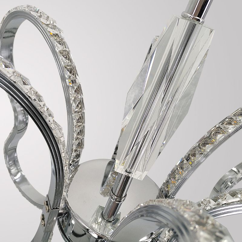Lámpara de lámpara de araña en forma de corazón de cristal LED CHROME CHROME CHROME CHEITING Luz de techo cálido/blanco