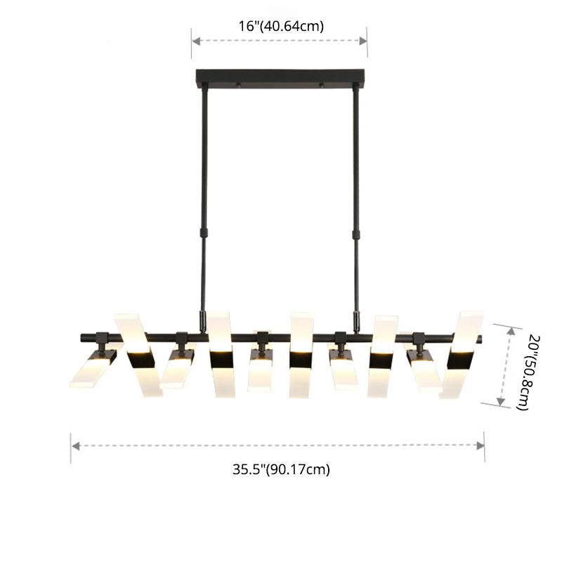 Modern Minimalist Fish Skeleton Island Light Acrylic LED Strip Restaurant Pendant Lighting for Living Room