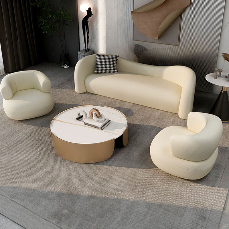 Modern Tight Back Settee Solid Color Slipcovered Sofa for Bonus Room