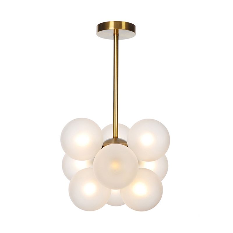Lámpara de techo para sala de estar con 9 luces de vidrio gris/blanco/rojo iluminación semi empotrada de globo minimalista en negro/latón/cromo