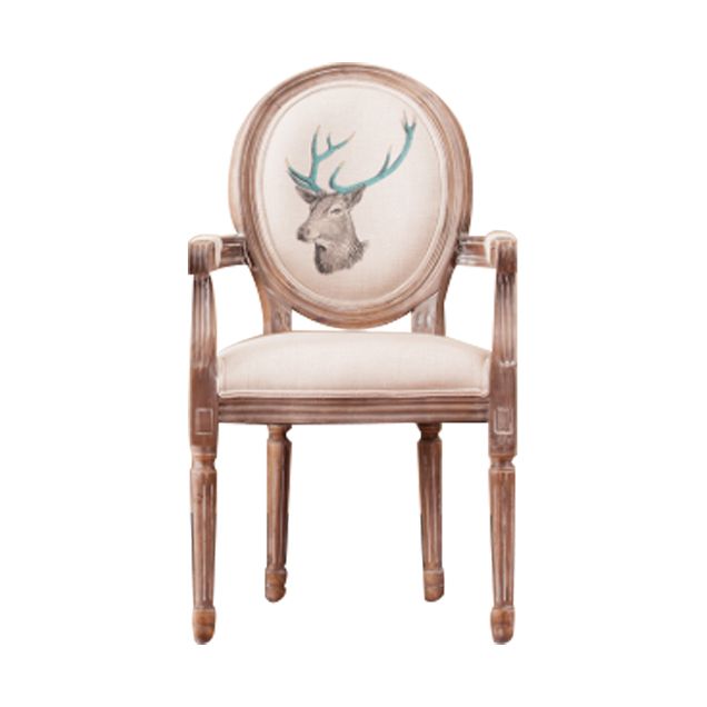 Country Style Dining Arm Chair King Louis Back Side Chair with Wood Legs for Home Use