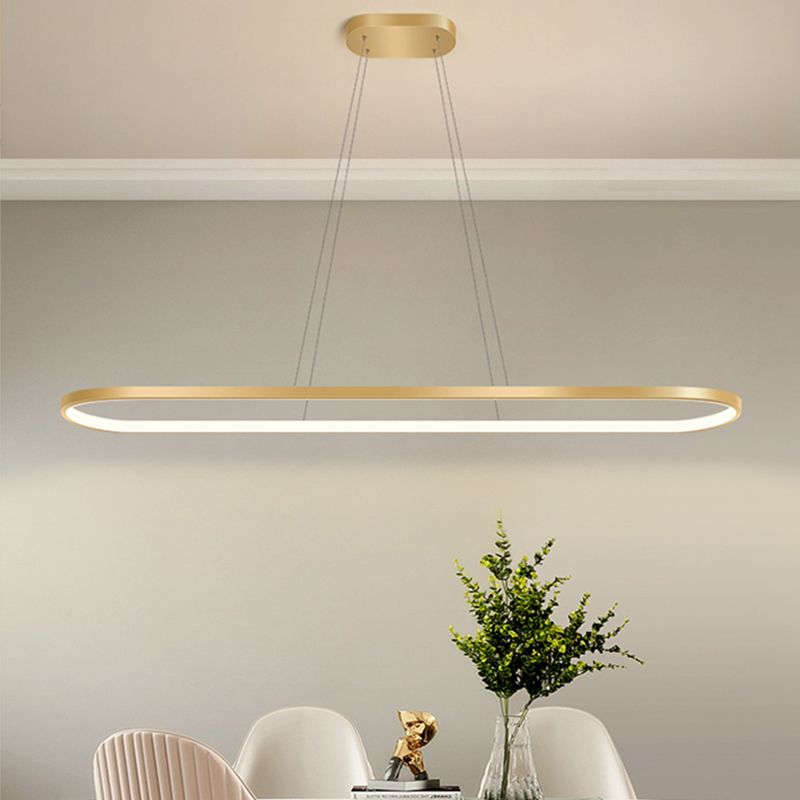 Nordic Light Luxury Simple Contemporary Style LED Island Chandelier Light in Gold for Dining Room