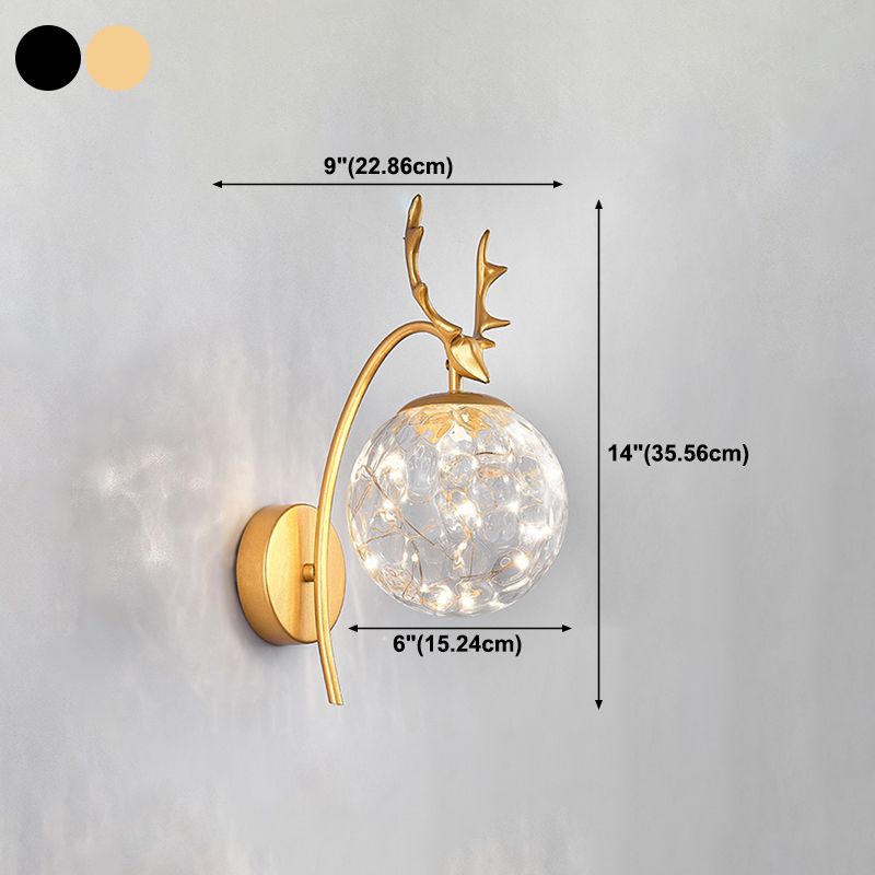 Modern Style Spherical Shape Wall Sconce Glass 1 Light Sconce Lighting for Bedside