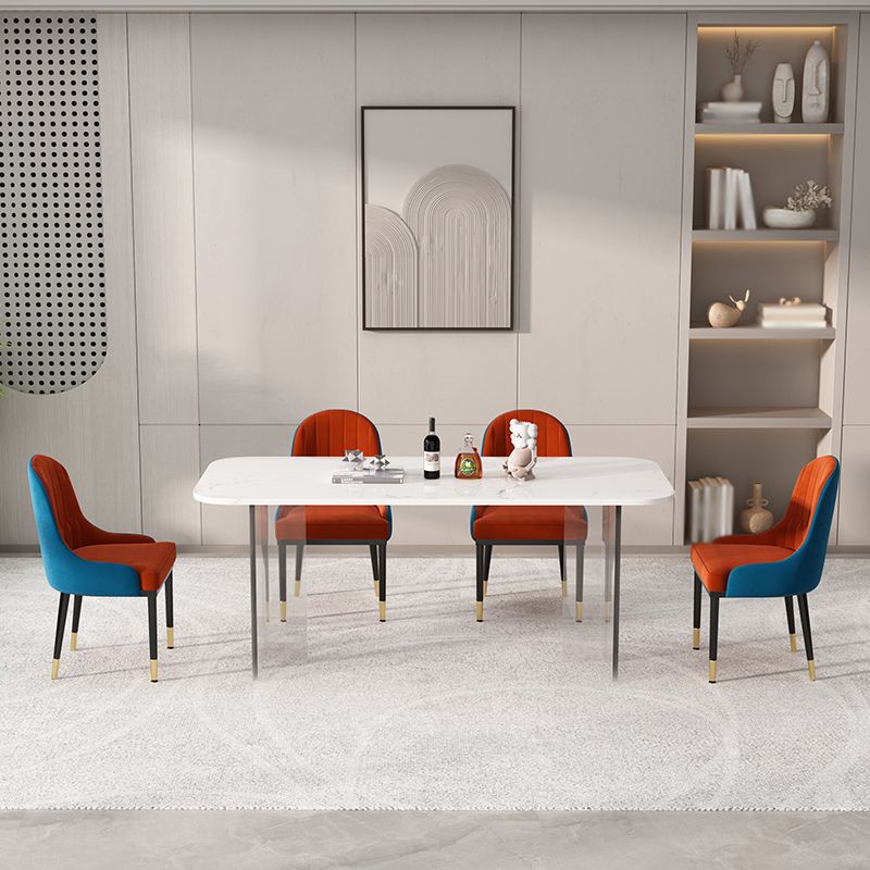 1/2/5/7 Pieces Modern Dining Set with Rectangle Table and Red Chairs Dinette Set