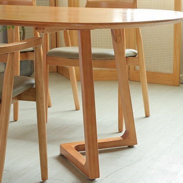 Modern Natural Wood Oval Dinette Table Wood Base Dining Table for Living Room