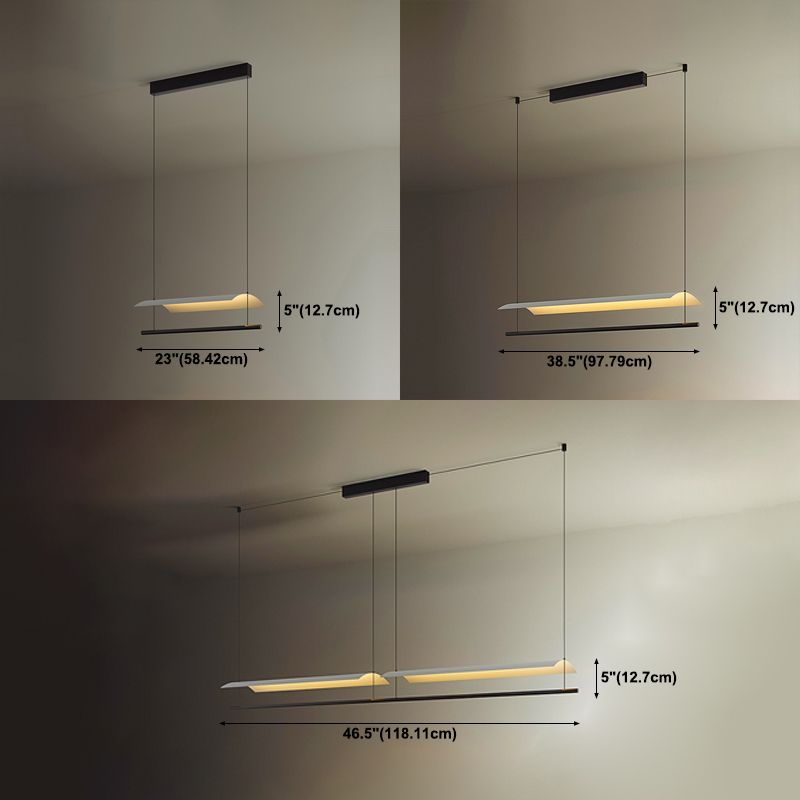 Modern Style Linear Shape Island Lights Metal Island Pendant Lights in White