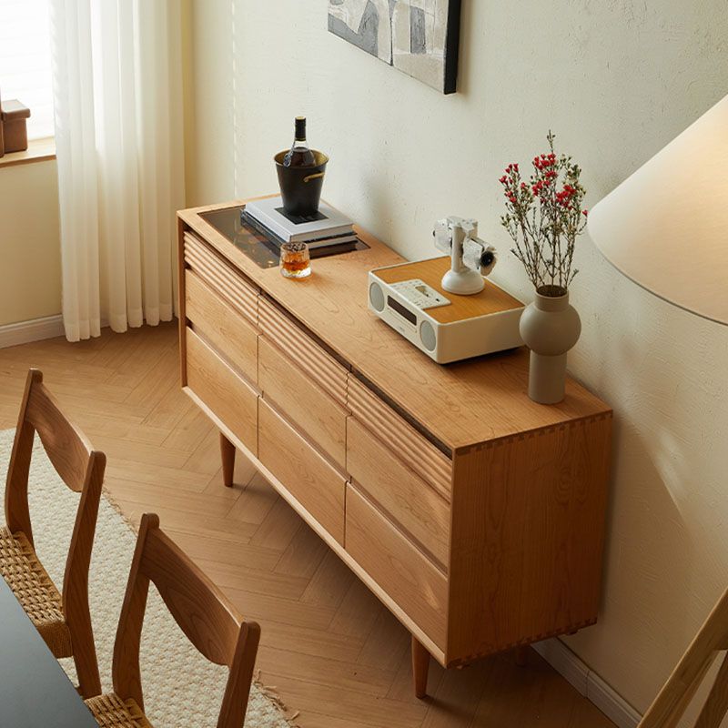 Contemporary Horizontal Double Dresser Wooden Storage Chest Dresser for Bedroom