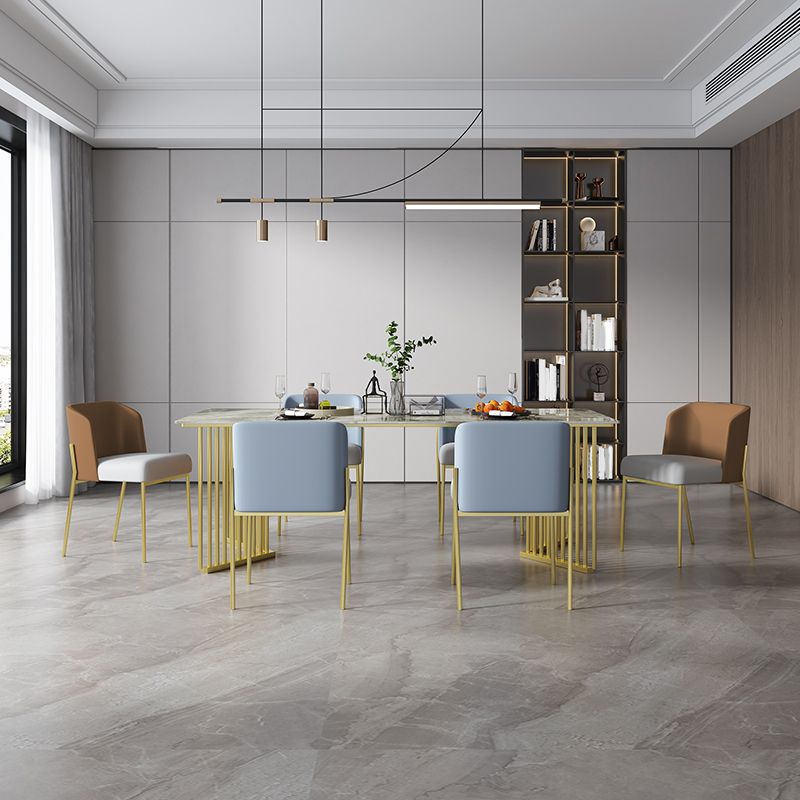 Glam 1/5 Pieces Dining Set Rectangle Stone Dining Table for Dining Room