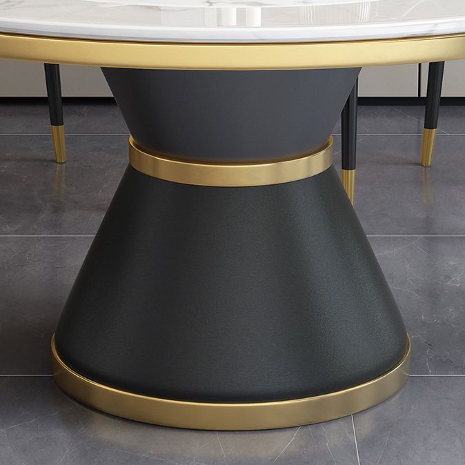 Marble Dining Table Luxury Style Single Pedestal Base Table for Dining Room