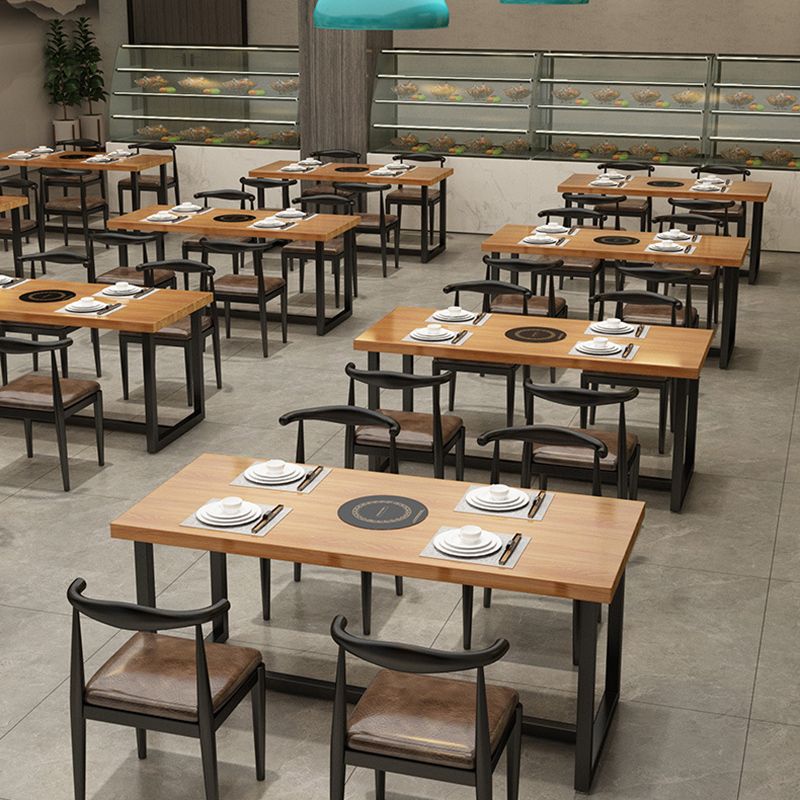 Industrial Dining Set 1/5 Pcs Solid Wood Top Dining Table and Armless Chairs