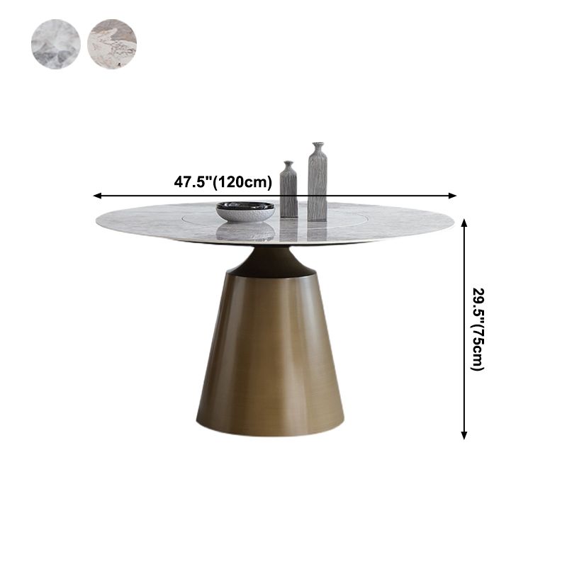 Sintered Stone Top Round Table for Restaurant Modern Dining Table with Metal Pedestal
