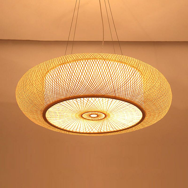 Bamboo fatto a mano Bamboo appeso Cinese 1 lampadina 18 "/19.5" /31,5 "BEIGE BEIGE BEIPING PENDANT PER TEREDA