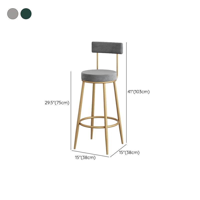 Metal Low Back Dining Stools Contemporary Armless Bar Stools with Cushion