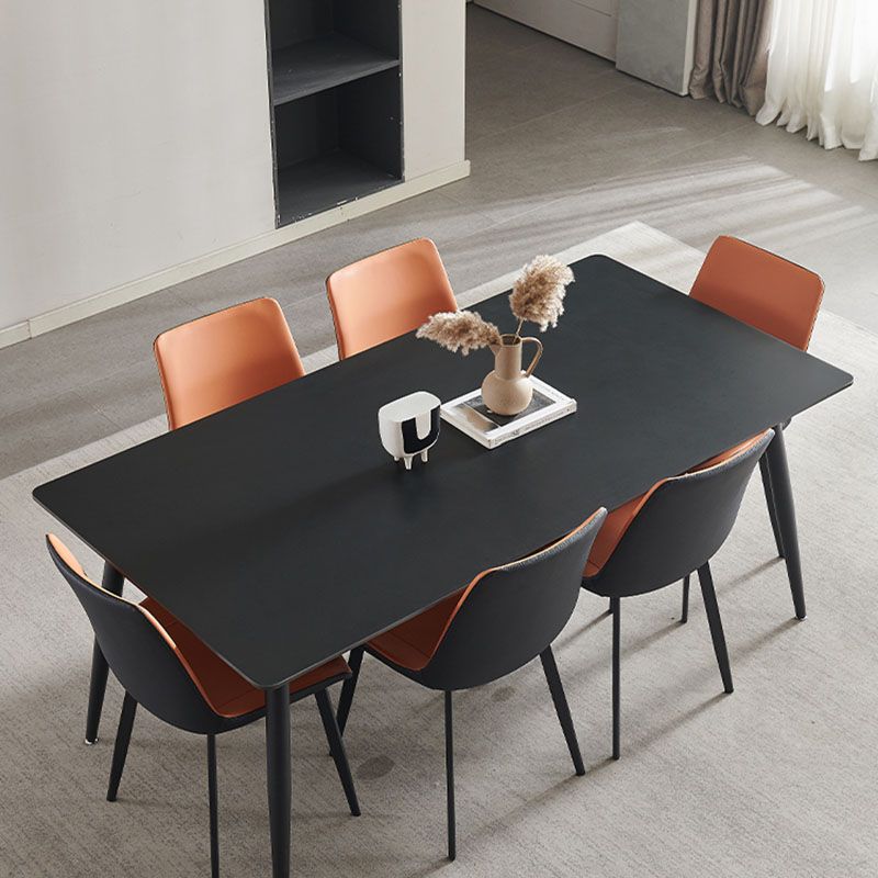 Kitchen Industrial Dinner Table Stone Rectangle 4 Legs Dining Table