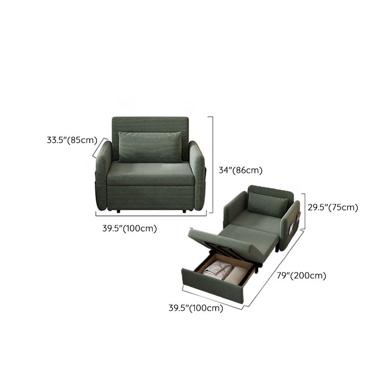 Scandinavian Pillow Back Sleeper Sofa Square Arms Futon Sofa Bed with Storage