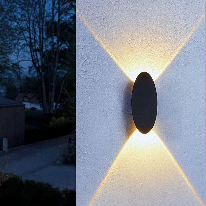 Oval 2-licht LED-wandlamp in moderne eenvoud aluminium waterdichte schijnwerpers voor buitenruimtes