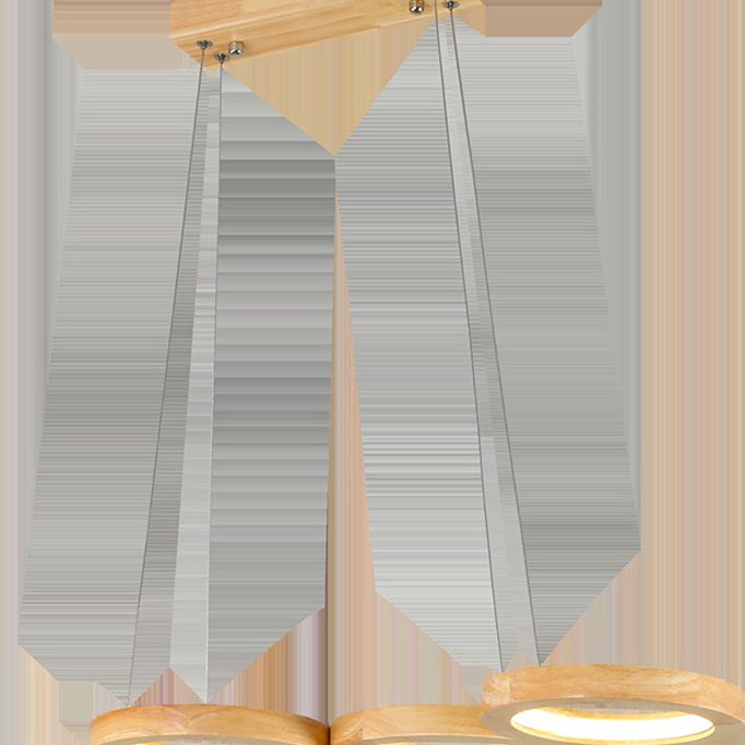 Sospensione in legno circolare Luce minimalista a LED Isola sospesa per il ristorante