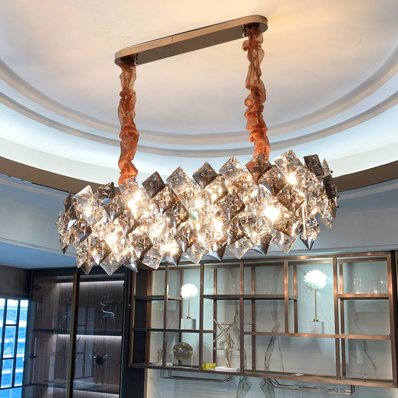 Contemporary Island Lighting Linear Pendant Lighting Chandelier Light Fixtures in Grey