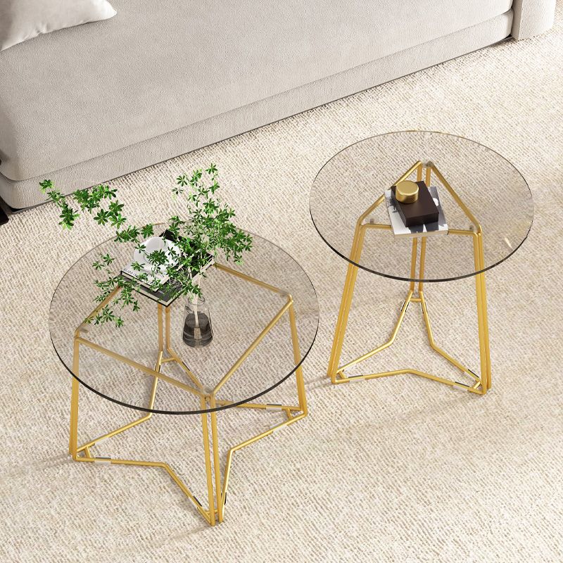 Frame Nesting Coffee Table Set Modern Round Glass Coffee Table
