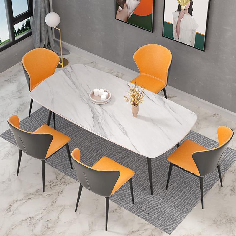 Modern Style Sintered Stone Dining Table with Standard Height Table and 4 Legs Base for Home Use