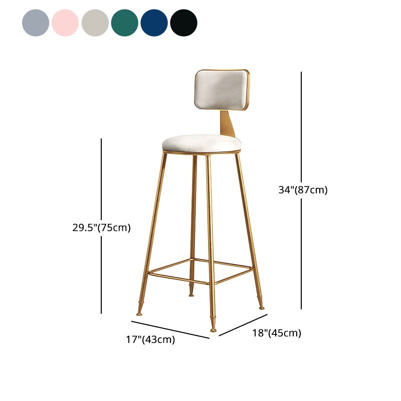 Glam Metal Upholstered Barstool Bristol Bar Stool with Iron Legs and Cushion Low Back