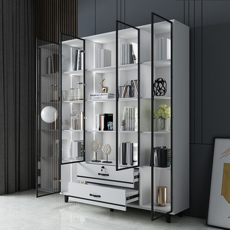 Contemporary Bookcase Closed Back Engineered Wood Bookshelf for Bedroom