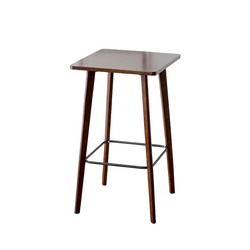 Modern Style Square Solid Wood Footrest Top Bar Dining Table for Home