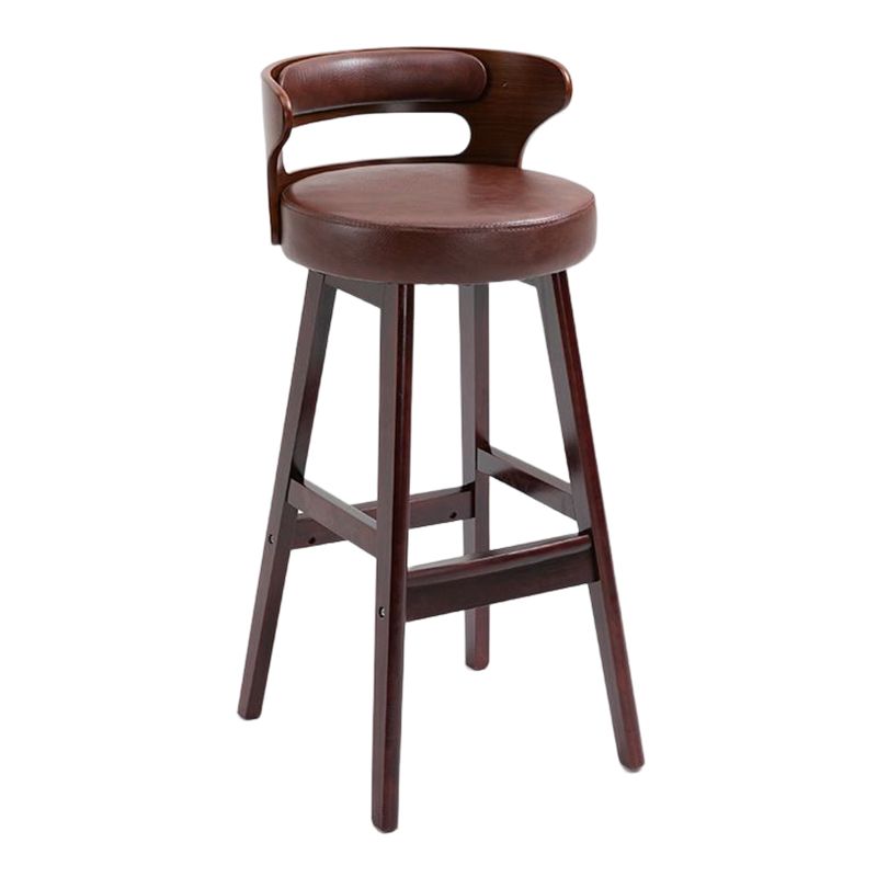 Industrial Style Low Back Bar-stool Wooden Bar Stool with Wooden Legs