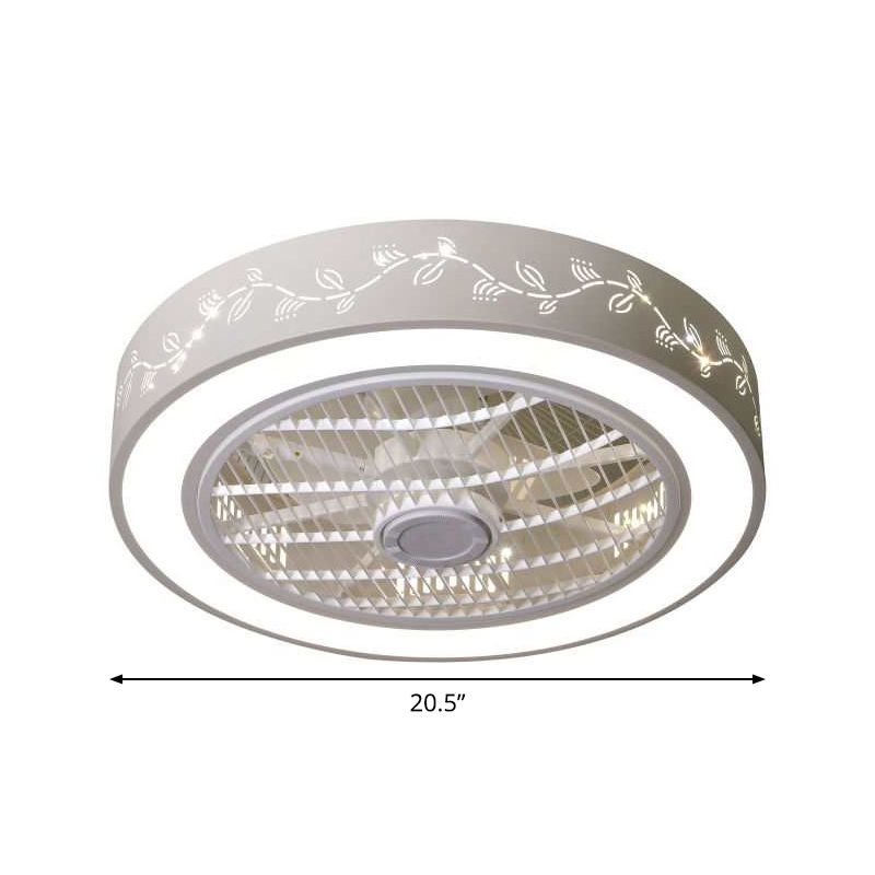 Drum Laser-geschnittene Acryl-Deckenlüfterlampe Einfache 20,5-Zoll-LED-Halbmontage-Beleuchtung