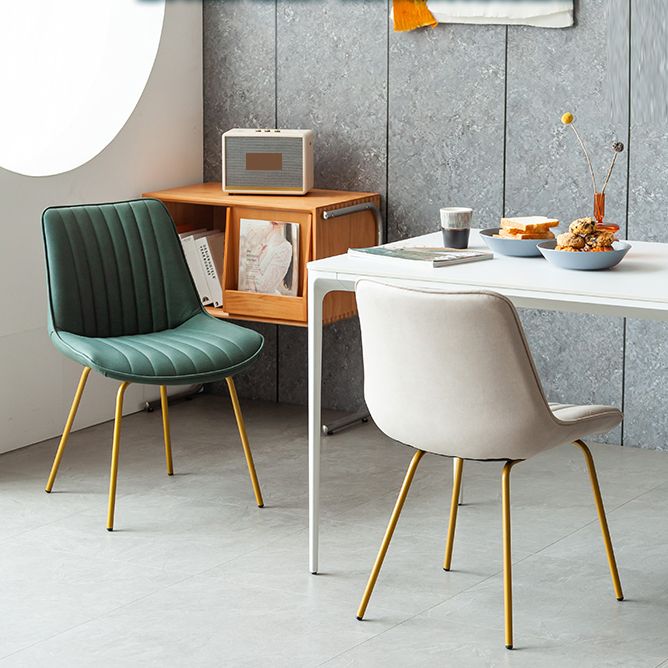 Glam Style Side Chair Faux Leather Gold Frame Dining Chair for Home