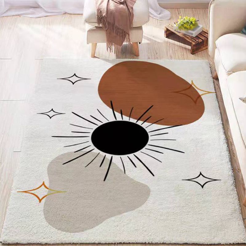 Beige Nordic Rug Polyester Color Block Indoor Rug Washable Rug for Home Decoration