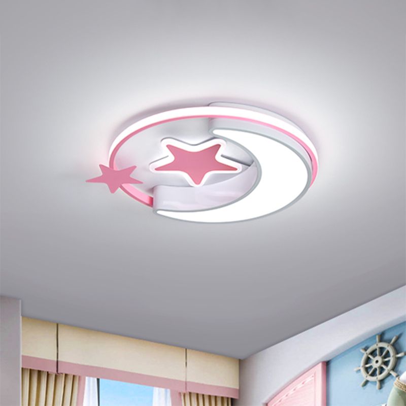 Star moon yakele está incrustado con oro de Europa del Norte / polvo / LED azul en el dormitorio infantil.