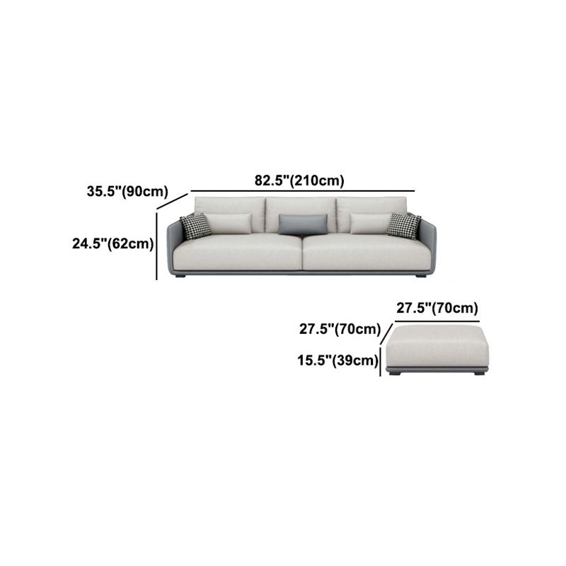 Modern Cream Faux Leather Straight Arm Sofa/Sectionals with water proof for Living Room