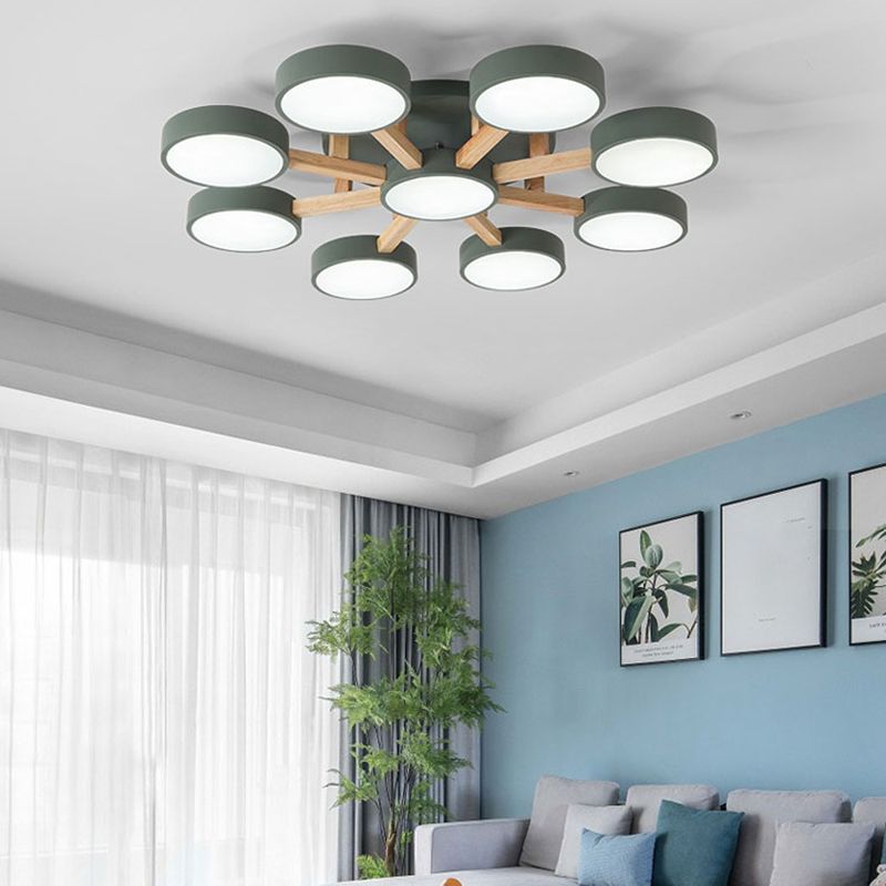 Nordic Round Ceiling Light Colorful Multi Light Flush Mount Light for Bedroom