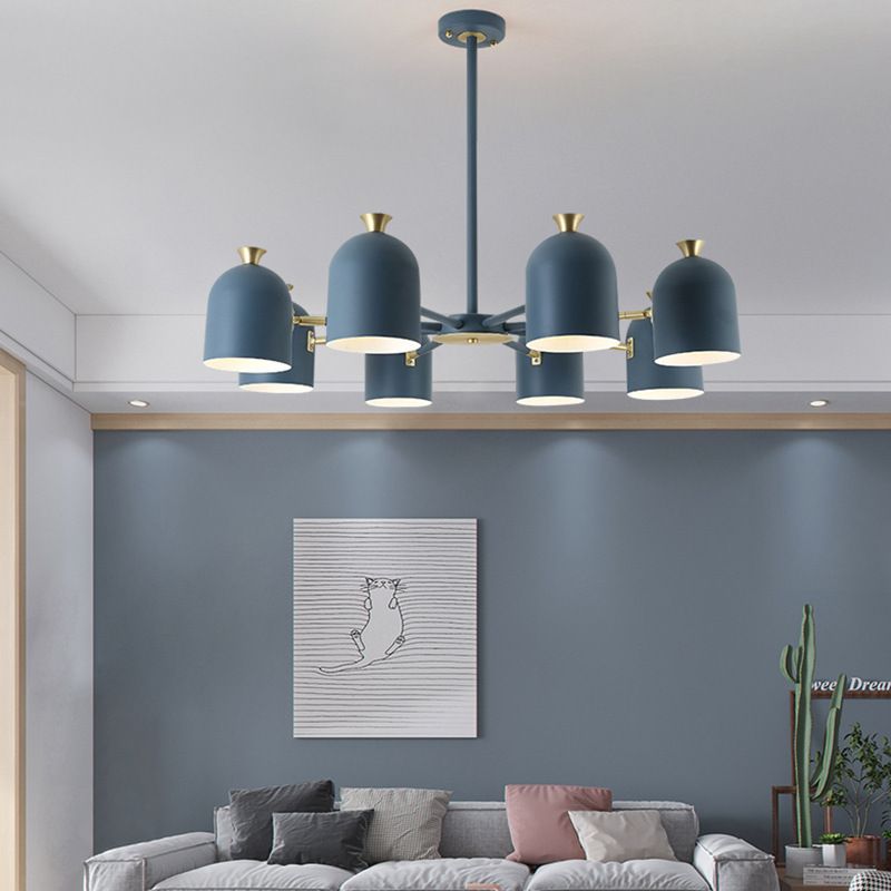 Simple Macron Chandelier Metal Multi Head Pendant Lighting Fixtures for Bedroom