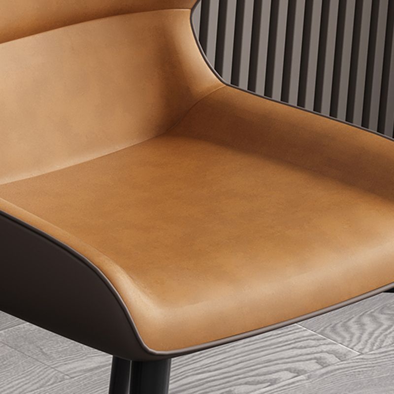 Contemporary Home Wingback Side Chair Matte Finish Leather Dining Chair