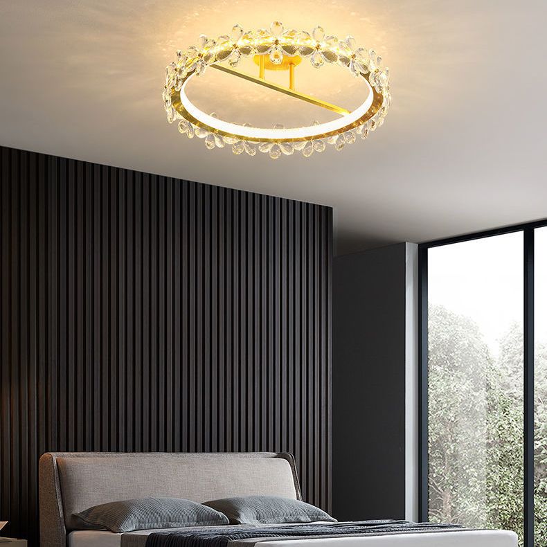 Modern Ceiling Lamp Creative Crystal Flush Mount Light Fixture for Bedroom