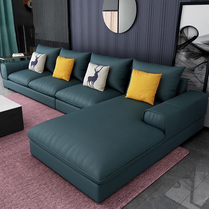 Contemporary L-Shape Sectional with Pillow Back and Recessed Arms for 4 People