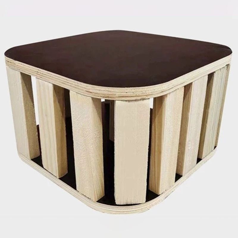 Mid-Century Modern Ottoman Faux Leather Upholstered Solid Color Ottoman with Chair Legs