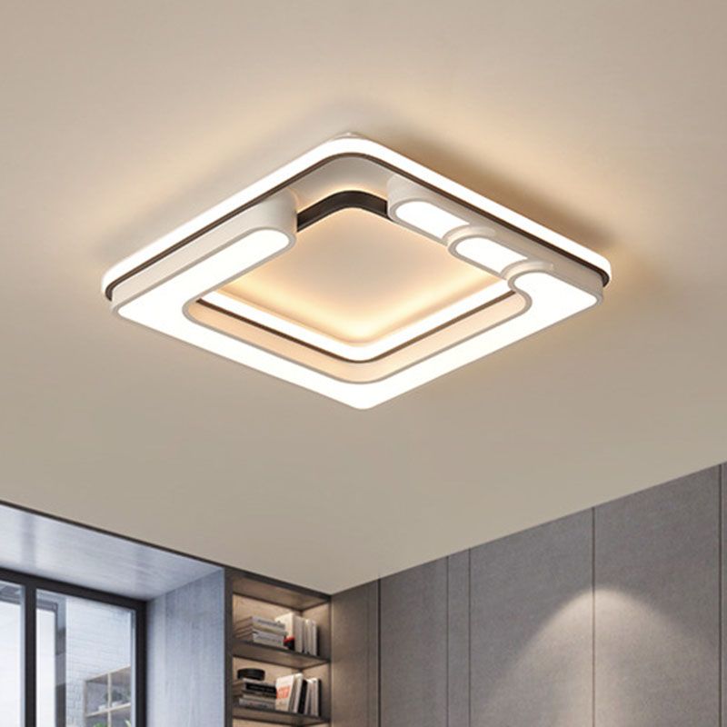 Contemporary Splicing Geometric Flush Ceiling Light Acrylic Living Room LED Flush Mount Lighting Fixture in White
