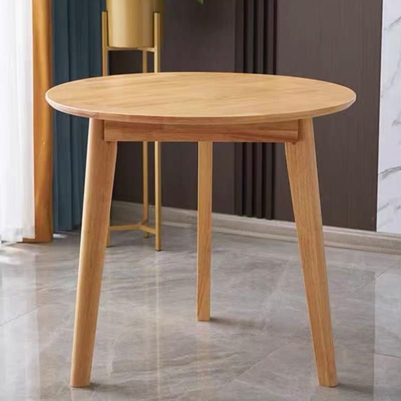Rubberwood Solid Wood Dining Table Round Dining Table in Walnut and Natural