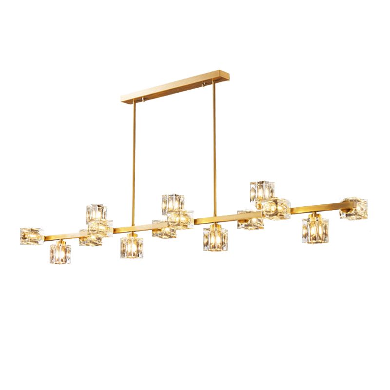 Contemporary 7/9/11/13/15-Light Golden Kitchen Island Lighting LED Ceiling Light