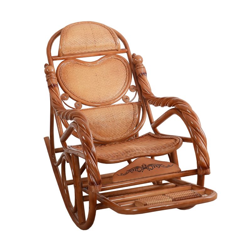 Traditional Rocking Chair Rattan Frame Spindle Backrest Indoor Rocking Chair