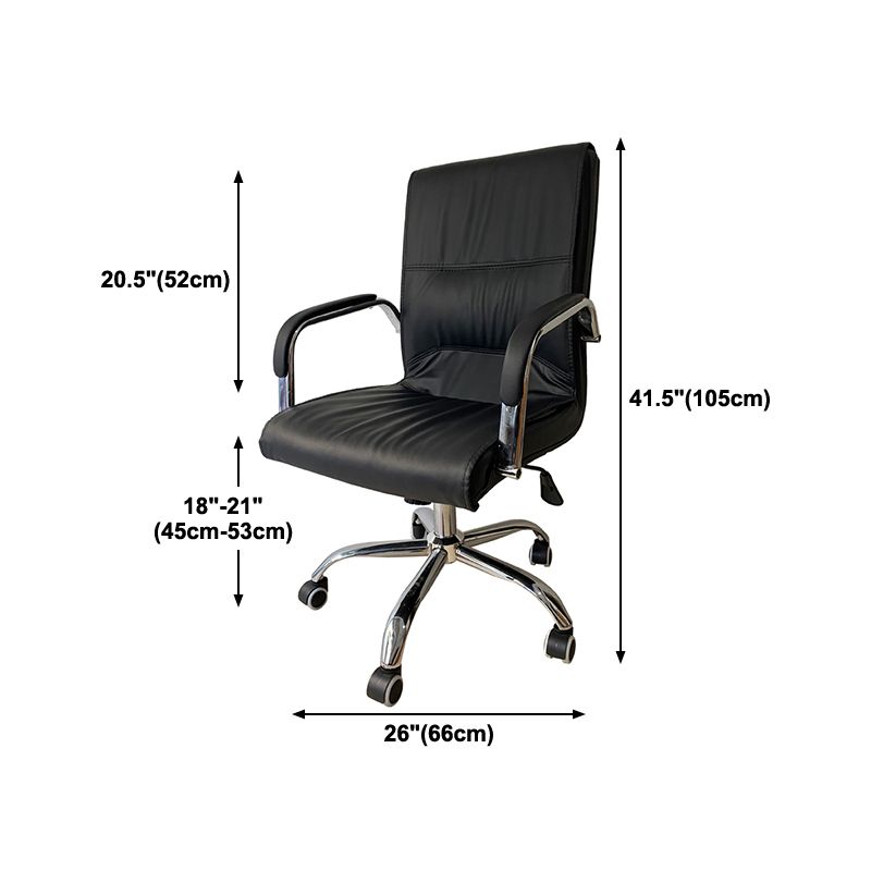 Chrome Metal Base Contemporary Style Task Chair Leather Office Chair