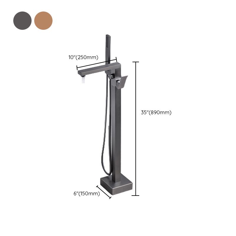 Floor Mounted Metal Freestanding Tub Filler Swivel Freestanding Faucet with Spray Gun