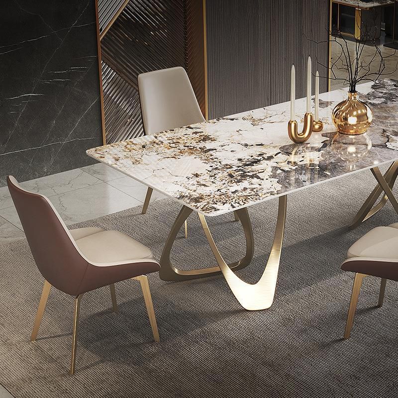 Glam Beige Dinette Set for Home 1/4/5/7 Pieces Stone Top Dining Table Set