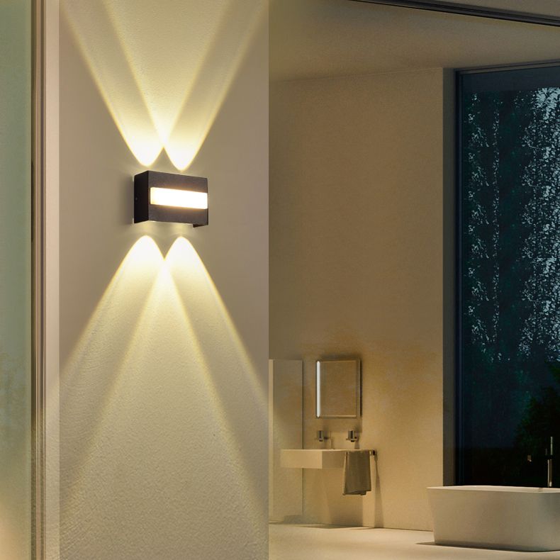 Black Rectangular LED Wall Lamp in Modern Creative Style Aluminium Waterproof Wall Light